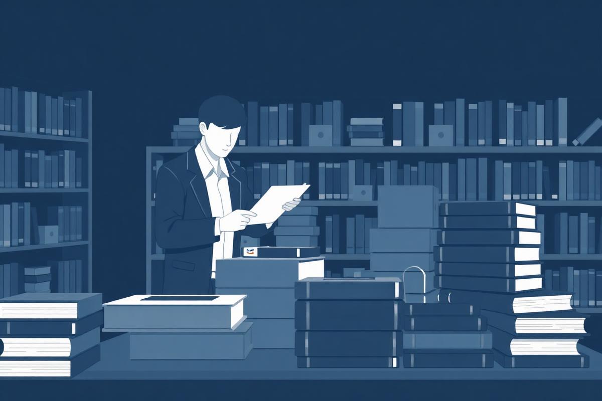 Reseller scanning used books at a library book sale